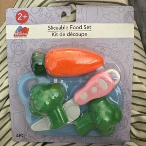 Kitchen Playset Just Pretending Sliceable Food Set 4 Pcs Broccoli & Carrot New